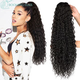 Extensões de rabo de cavalo cacheado longo 80cm aplique sintético com cordão e clip water wave