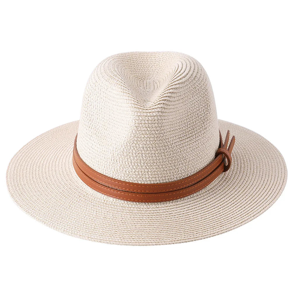 56-58-59-60CM New Natural Panama Soft Shaped Straw Hat Summer Women's/Men's Wide Brim Beach Sun Cap UV Protection Fedora Hat