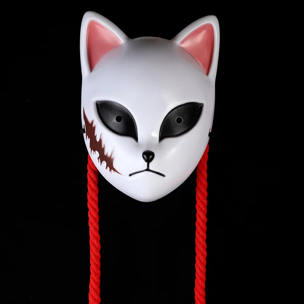 Máscara de Anime Japonês "Raposa Demônio" (Cosplay de Sabito, Makomo ou Tanjiro) – Máscara de Animal em Plástico Reforçado – Acessório de Luxo para Fantasia de Halloween
