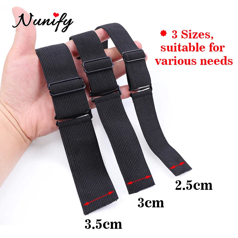 Nunify - Lote de 5 bandas elásticas ajustables para pelucas, accesorios para pelucas, banda de peluca de color negro para redecilla. 