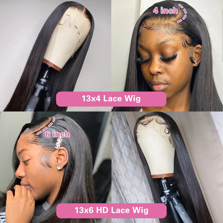 HD Lace Frontal Wig 13x6 13x4 Lace Front Wig Human Hair 30 Inch Bone Straight Transparent Lace Human Hair Wigs 4x4 HD Closure Wig