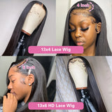 HD Lace Frontal Wig 13x6 13x4 Lace Front Wig Human Hair 30 Inch Bone Straight Transparent Lace Human Hair Wigs 4x4 HD Closure Wig