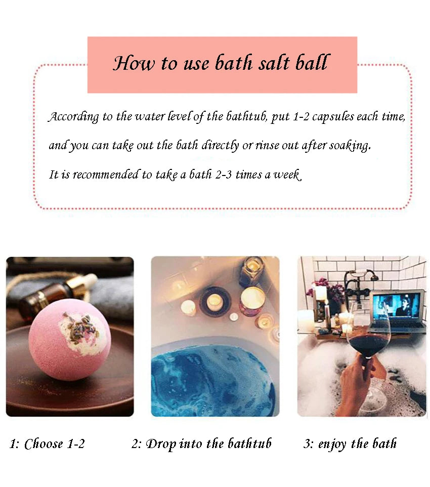 Essential Oil Bath Salts Ball Cleaning Body Exfoliating Moisturizing Bubble Balls Bathtub Bath Ball Shower Accessories