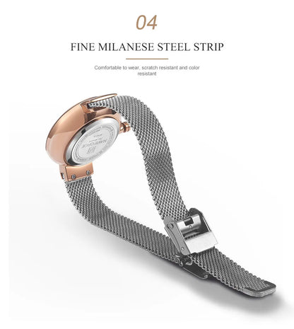 Reloj para mujer NAVIFORCE, marca de lujo superior, malla de acero, resistente al agua, relojes para mujer, reloj de pulsera femenino de cuarzo con flores, reloj encantador para chica.