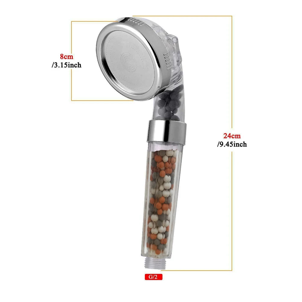 Z&L Bathroom Pressurized Anion Mineral Balls 3 Modes Adjustable High Pressure Hand Filter Spa Shower Head Set with Hose Bracket