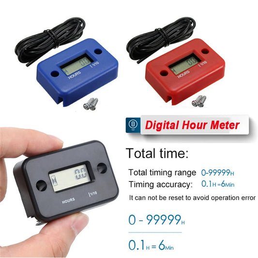 Digital Hour Meter LCD Counter For ATV Motorcycle Instruments Clocks Snowmobile Boat Generator Bike Car Accessories