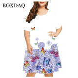 2021 Summer New Cute Cat Print Dress Women Short Sleeve Casual Mini Dress Ladies Streetwear Fashion Female Clothing Plus Size 4XL 