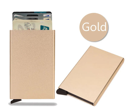 Tarjetero RFID de aluminio metálico, minibilleteras minimalistas y delgadas para hombre y mujer, tarjetero de negocios para hombre y mujer