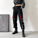 Pantalones cargo para mujer 2023, pantalones harén de moda con bolsillos punk, pantalones deportivos con cadena, elásticos Harajuku, cintura alta, ropa de calle.