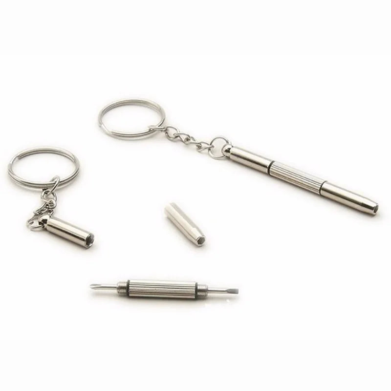 Destornillador de gafas 3 en 1, Kit de reparación de relojes con llavero, herramientas manuales portátiles, destornillador de precisión