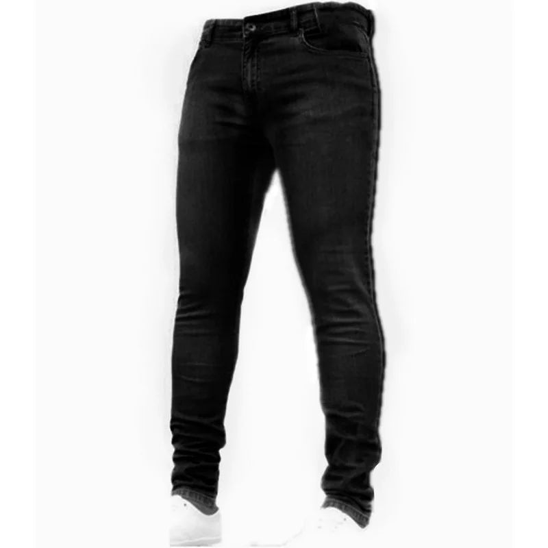 Casual Men Jeans Pencil Pants Streetwear Skinny Denim Full Length Slim Trousers Slight Strech Europe America Zipper Fly Jeans