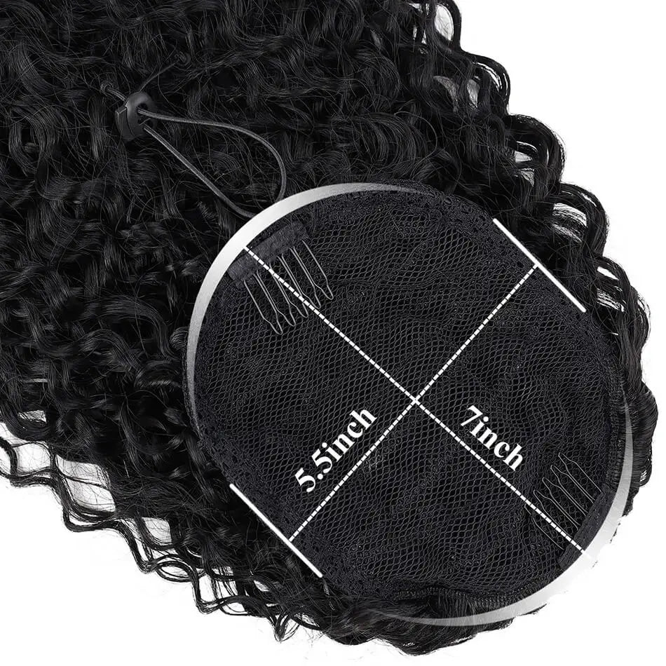 Extensões de rabo de cavalo cacheado longo 80cm aplique sintético com cordão e clip water wave