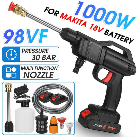 10000mAh Cordless High Pressure Car Washer Spray Rechargeable 2 Type Wash Gun Electric Water Gun  Machine For Makita 18V Battery