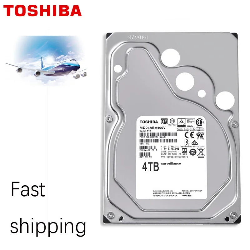 Disco duro para videovigilancia TOSHIBA de 4 TB, DVR, NVR, monitor CCTV, HDD HD interno SATA III, 6 Gb/s, 5400 RPM, 128 MB, 3,5"