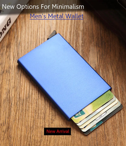 Tarjetero RFID de aluminio metálico, minibilleteras minimalistas y delgadas para hombre y mujer, tarjetero de negocios para hombre y mujer