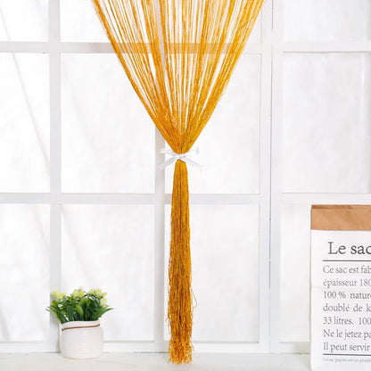 Cortinas de hilo de 100 cm x 200 cm, divisor de cinta, persiana para sala de estar, puerta, pared, ventana, panel, cortina con borlas