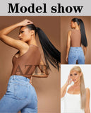 32inches Synthetic Ponytail Hair Extension Clip in Fake Wig Hairpiece Blonde Wrap Around Pigtail Long Smooth Overhead Pony Tail