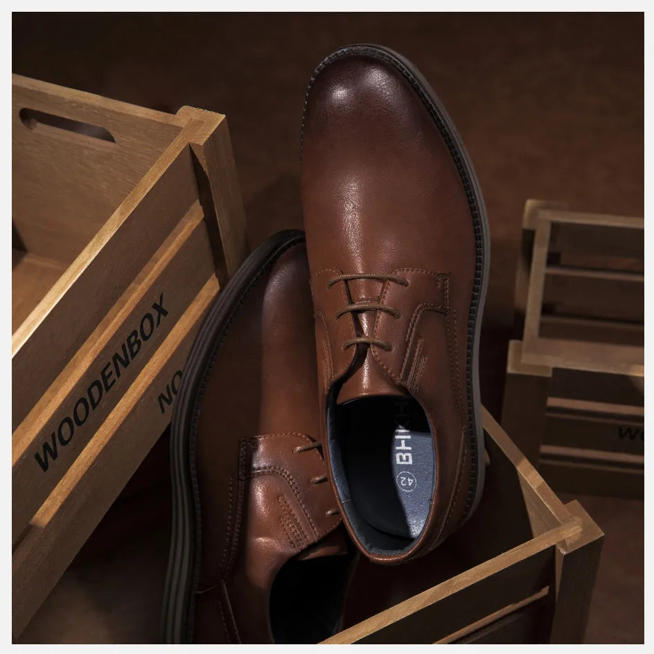 BHKH Male Sneakers Autumn/Winter traf Leather Men Casual Shoes Business Work Office Lace-up Dress shoes For Men Size47