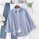Casual Women's Plaid Shirt 2025 Spring Autumn New Ladies Loose Blouse and Tops Female Long Sleeve Shirts Fresh Checked Clothes