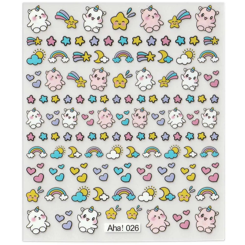 42Model Sticker Nail Decal 3D Adhesive Patch,Smile/Animal/Flower Nail Art Decorations Manicure Sticker Easter Day Design Decal-