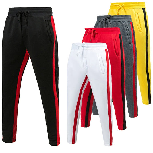 Pantalones deportivos de forro polar para hombre, pantalón de chándal elástico, para correr, fitness, para otoño e invierno