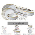 New Double-sided Gilt Rim Gray Marble Pattern Gilt Rim Porcelain Dinner Plate Set  Salad Noodles Bowl Ceramic Tableware