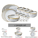 New Double-sided Gilt Rim Gray Marble Pattern Gilt Rim Porcelain Dinner Plate Set  Salad Noodles Bowl Ceramic Tableware