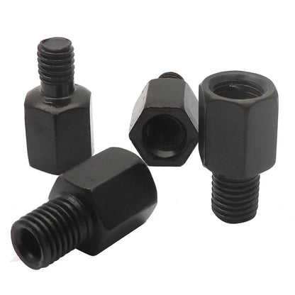 Pair Black Motorcycle Mirror Adapters M10 10MM M8 8MM Rearview Mirrors Conversion Bolt Clockwise Anti-clock Right Left Thread