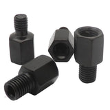 Pair Black Motorcycle Mirror Adapters M10 10MM M8 8MM Rearview Mirrors Conversion Bolt Clockwise Anti-clock Right Left Thread