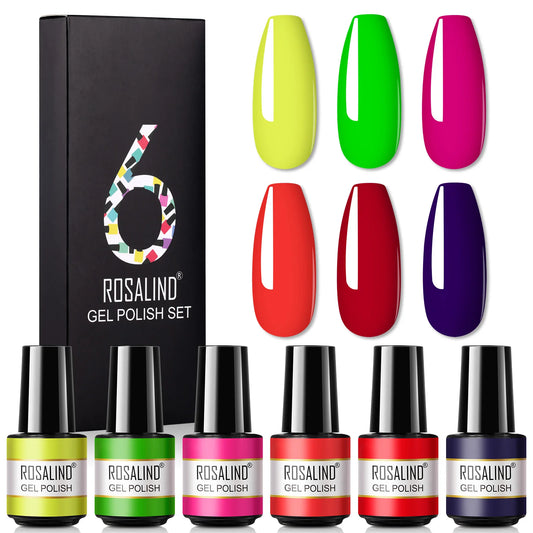 ROSALIND - Set de manicura en gel para uñas, kit de esmalte híbrido para manicura, lámpara UV, esmalte semipermanente en gel, con buen paquete