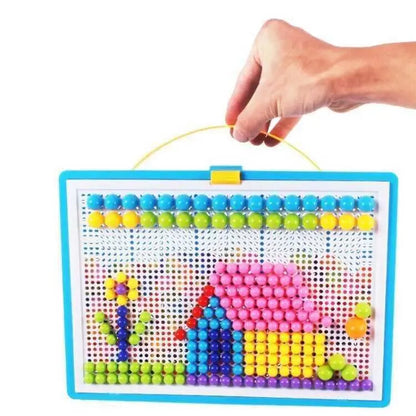 Juego de 296 cuentas de hongo en forma de clavo, rompecabezas inteligente 3D, tablero de rompecabezas para niños, juguetes educativos.