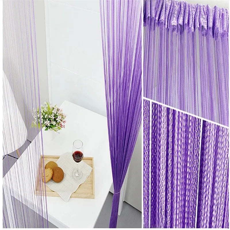 Cortinas de hilo de 100 cm x 200 cm, divisor de cinta, persiana para sala de estar, puerta, pared, ventana, panel, cortina con borlas