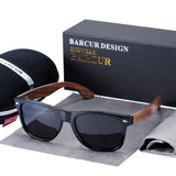 BARCUR Black Walnut Wood Sunglasses for Man Polarized High Quality Sqare Sun Glasses Men UV400 Eyewear Accessory Original Box