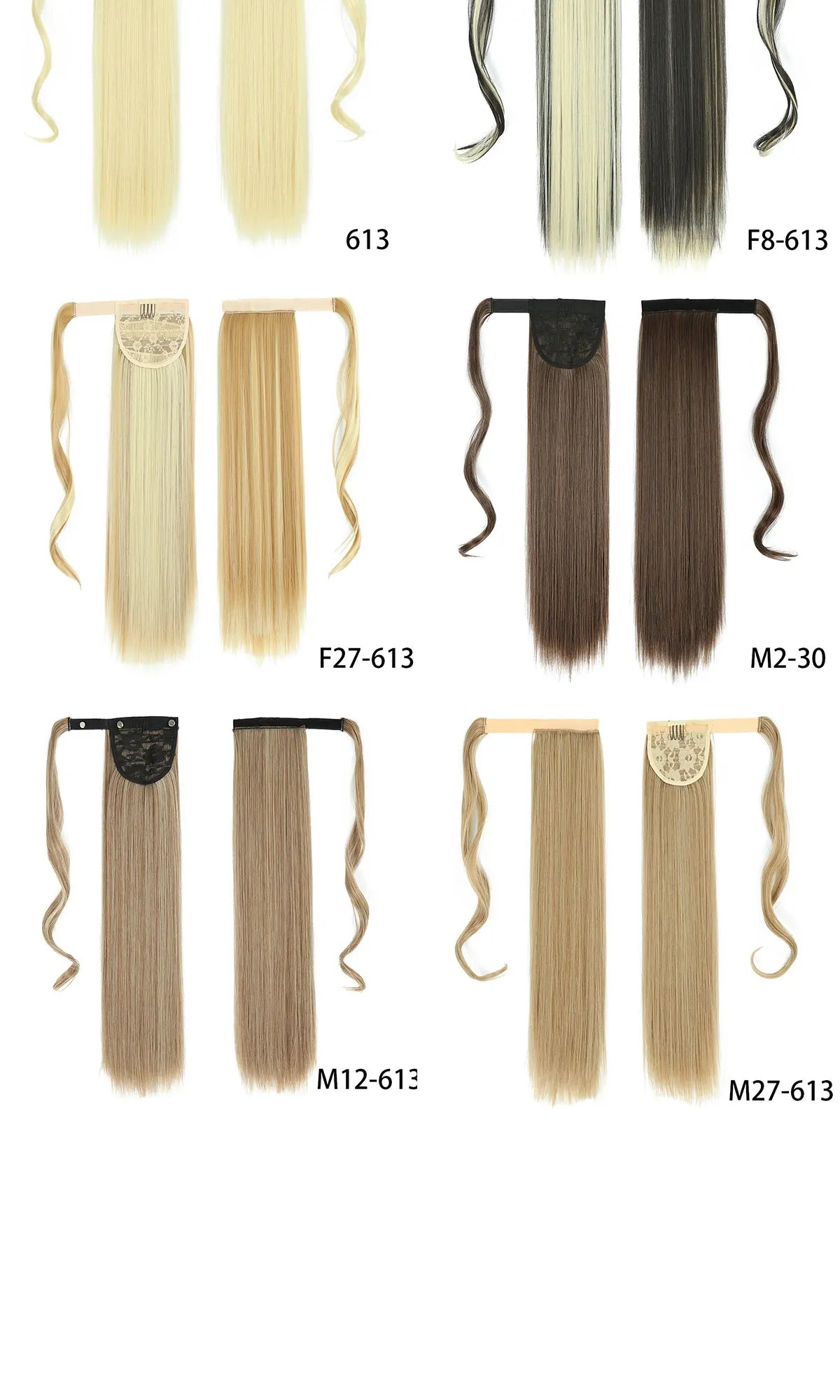 32inches Synthetic Ponytail Hair Extension Clip in Fake Wig Hairpiece Blonde Wrap Around Pigtail Long Smooth Overhead Pony Tail