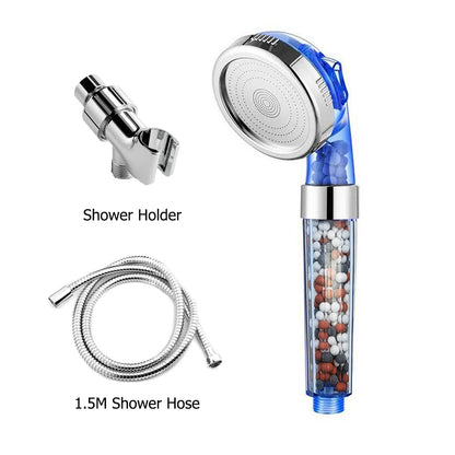 Z&L Bathroom Pressurized Anion Mineral Balls 3 Modes Adjustable High Pressure Hand Filter Spa Shower Head Set with Hose Bracket