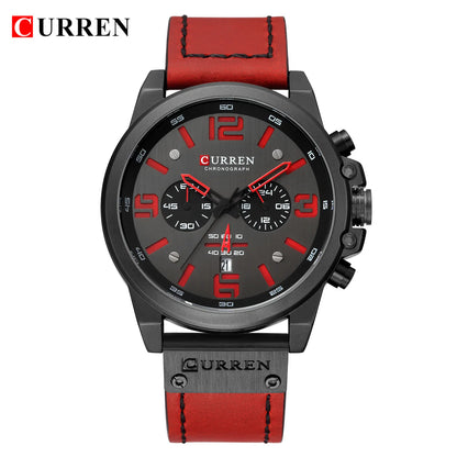 CURREN Mens Watches Top Luxury Brand Waterproof Sport Wrist Watch Chronograph Quartz Military Genuine Leather Relogio Masculino