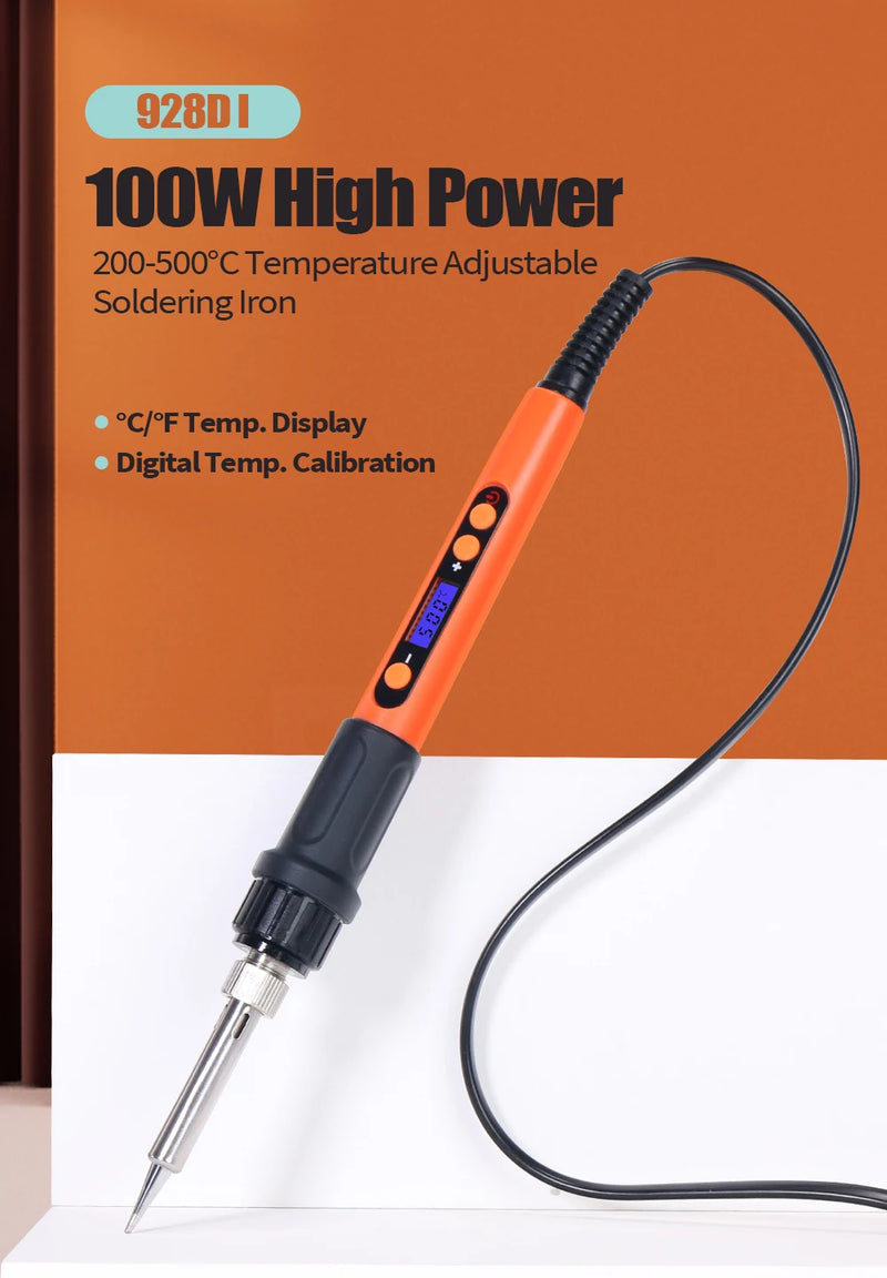 100W Digital Electric Soldering Iron Kit Set Temperature Adjustable 928D Welding Tool Ceramic Heater Soldering Tips Rework