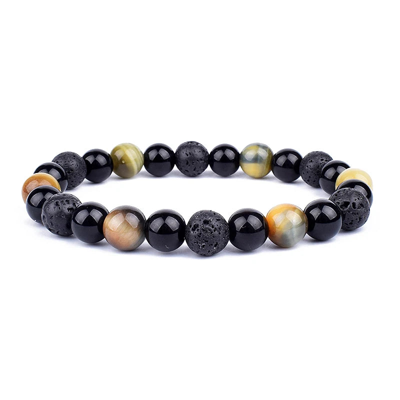 Pulseras de cuentas de obsidiana negra natural, hematita, ojo de tigre, para hombres, protección magnética de la salud, joyería para el alma de las mujeres, pulsera para hombre 