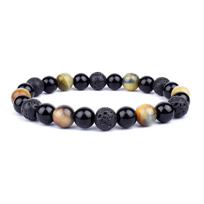 Pulseras de cuentas de obsidiana negra natural, hematita, ojo de tigre, para hombres, protección magnética de la salud, joyería para el alma de las mujeres, pulsera para hombre 