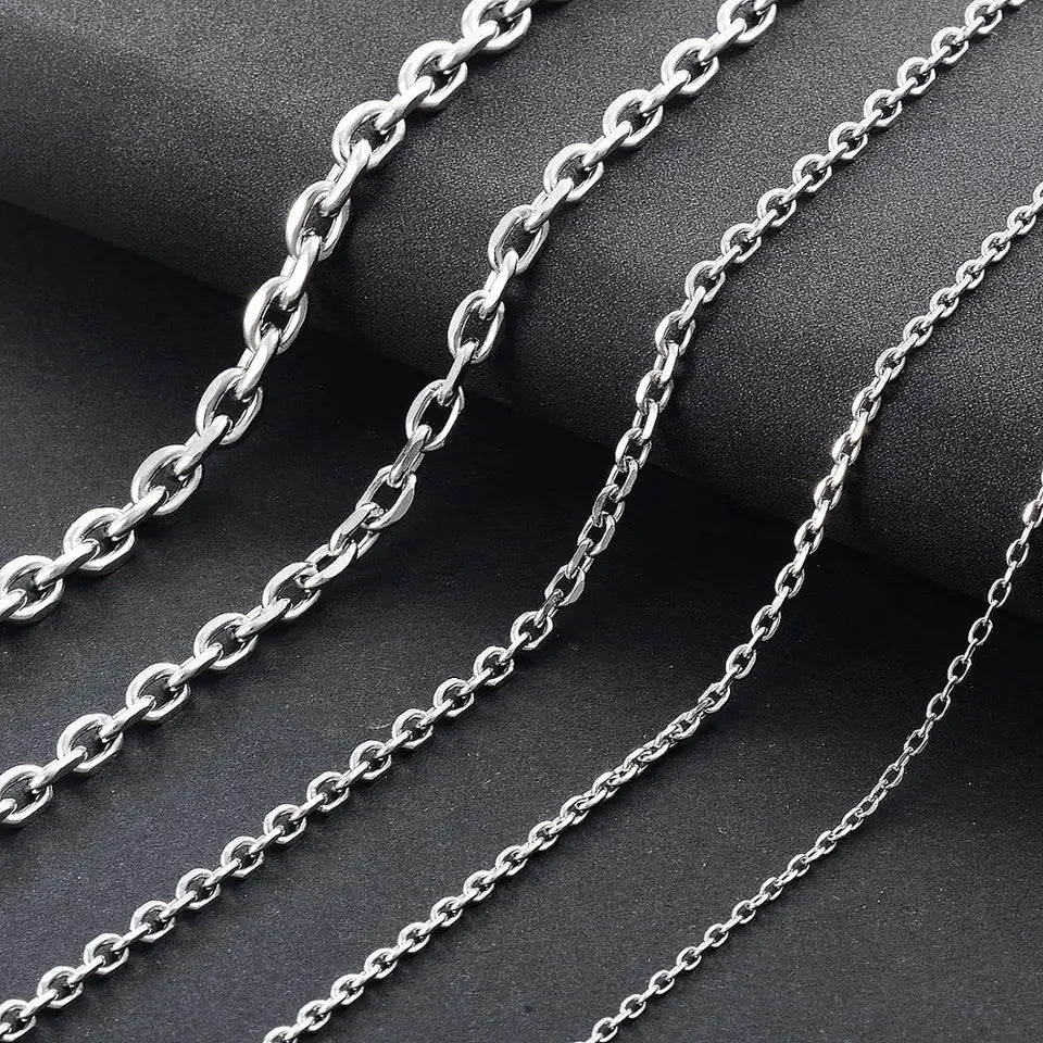 Colar de Aço Inoxidável para Homens e Mulheres, Cor Prata, O Shape Chain, New Fashion Jewelry, 1.6mm, 2.4mm, 3mm, 4mm, 5mm