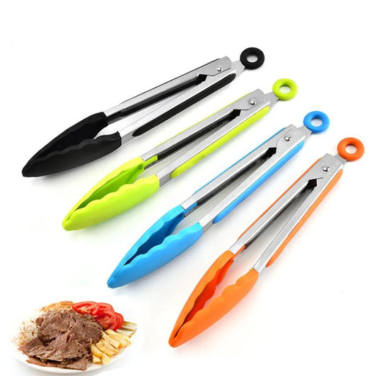 Silicone Food Tongs, Stainless Steel Kitchen Tongs, Silicone Non-slip Cooking Clip, Clamp, BBQ Salad Tools, Grill Kitchen Accessories