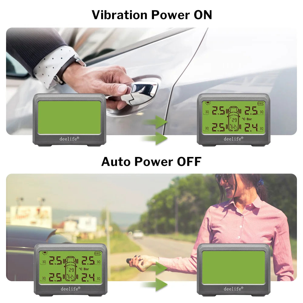 Deelife Car Tire Pressure Monitoring System Solar TPMS Tire Pressure Monitor Tire Pressure Control System