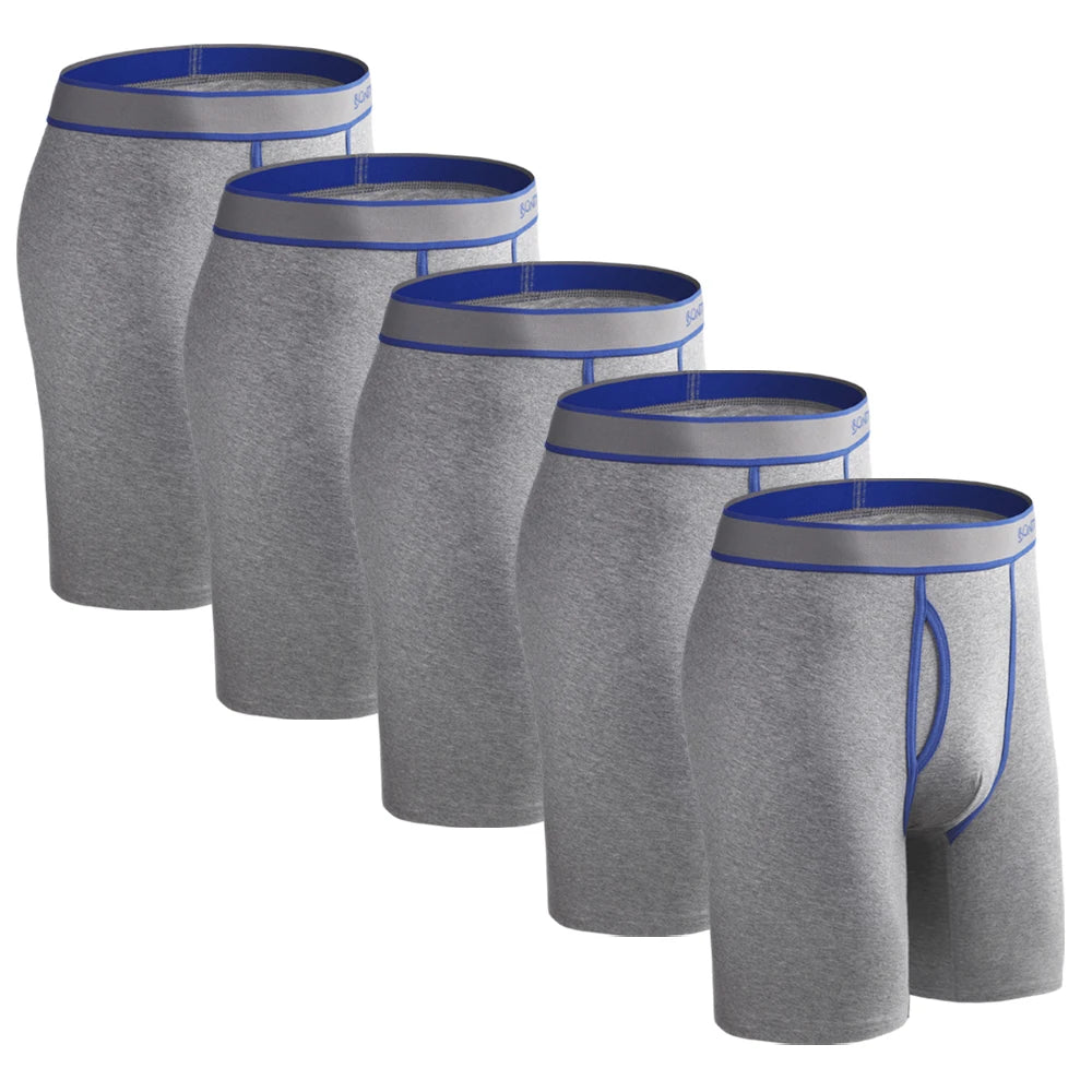 5Pcs Set Long Boxer Men Underwear Male Underpants Panties Sexy Clavin Underware Calzones BoxerShorts Boxer Shorts Homme Trunk