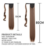 32inches Synthetic Ponytail Hair Extension Clip in Fake Wig Hairpiece Blonde Wrap Around Pigtail Long Smooth Overhead Pony Tail