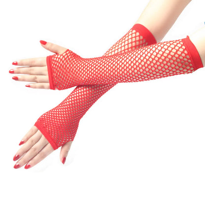 Long Fingerless Fishnet Lace Luvas para Senhoras, Alta Elasticidade, Neon, Sexy, Acessórios Do Carro, Decoração de Interiores, Auto Peças