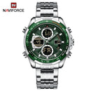 NAVIFORCE Top Brand Luxury Classic Men Watch Quartz Digital Male Clock Military Sport Silver Stainless Steel Man Wristwatch 9197