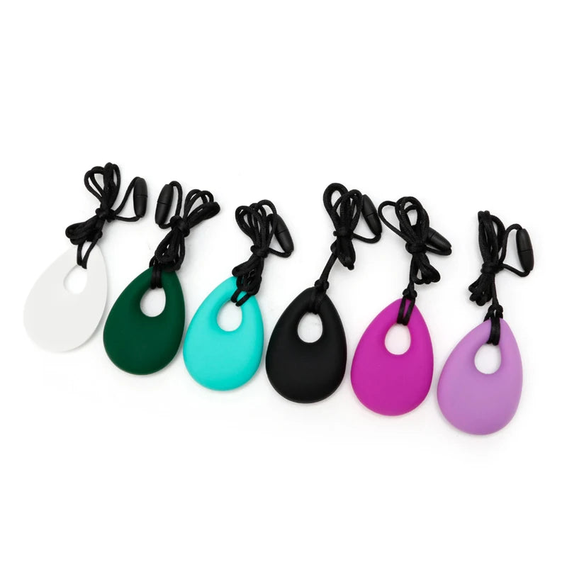Collar sensorial para masticar, paquete de colgante de silicona para masticar, juguete de entrenamiento y desarrollo para bebés en dentición, autismo y ansiedad.