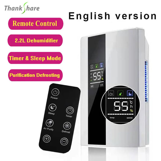 2.2L Intelligent Remote Dehumidifier Air Dryer Purifier Humidity-control Defrost Automatic Shut-down Moisture Absorption Machine
