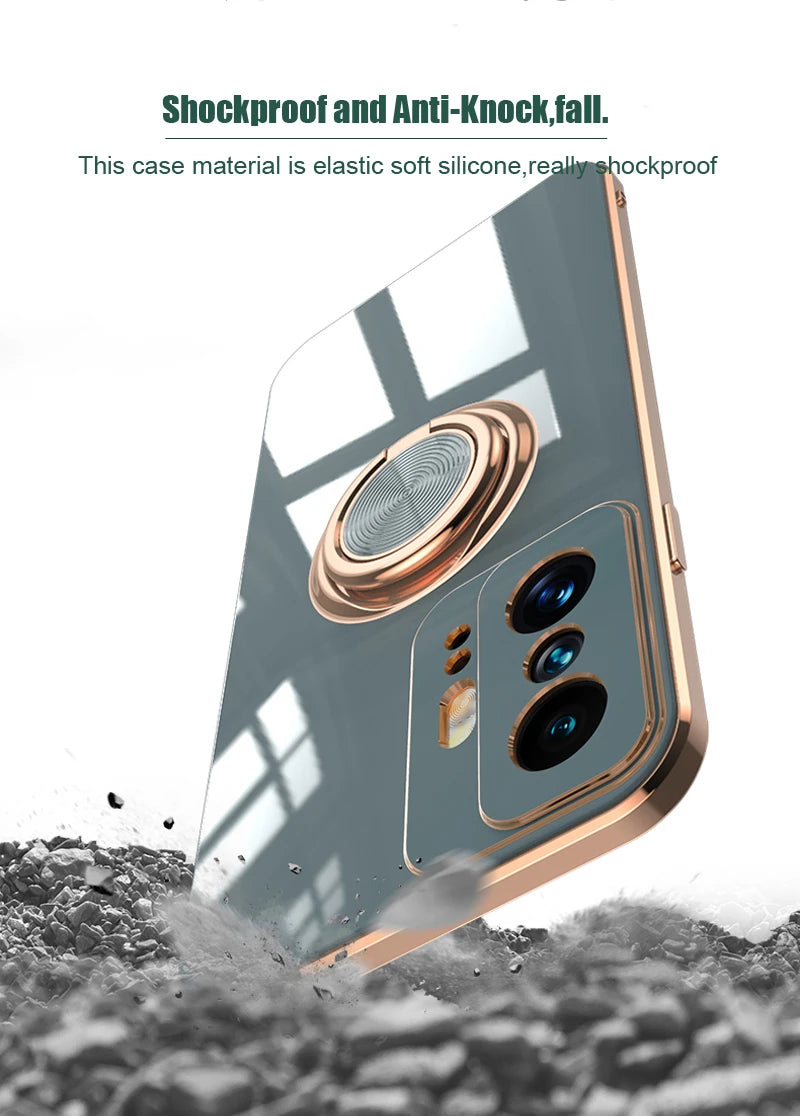Luxury Plating Silicone Case For Xiaomi Mi 13T 13 11T 12T Mi11T 14 Mi14 Mi11T Mi12T Mi13T Full Protective Cover With Ring Holder