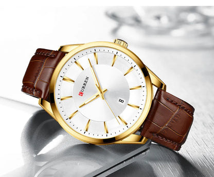 CURREN Quartz Watches for Men Leather Strap Male Wristwatches Top Luxury Brand Business Men's Clock 45 mm Reloj Hombres